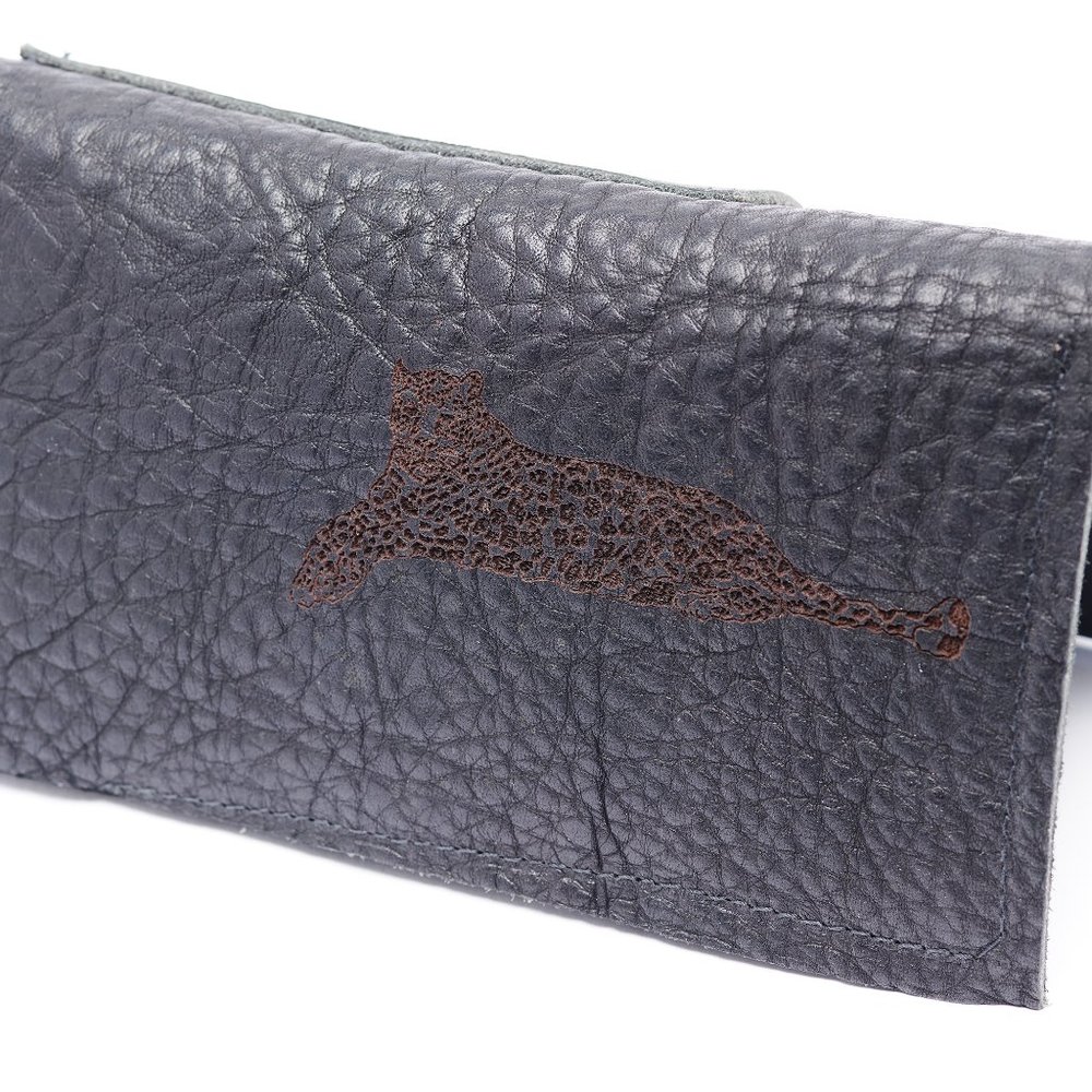 Black panther leather wallet and cell phone holster